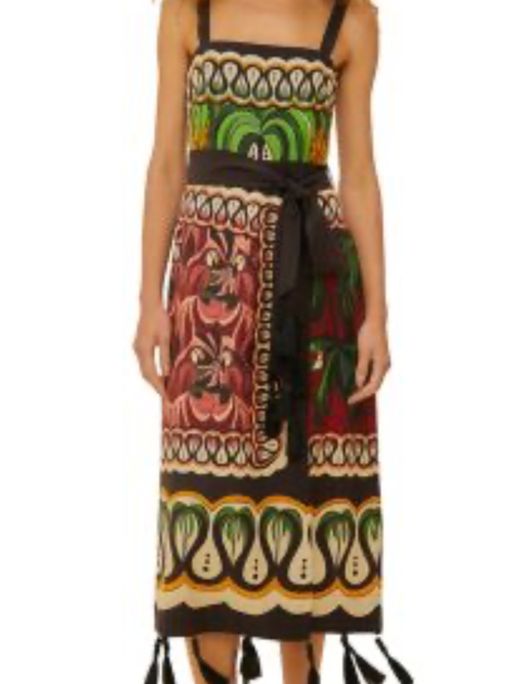 FARM Rio Multicolor Printed Strappy Maxi Dress with Tassels